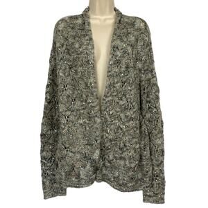 Coldwater Creek Cardigan Sweater Womens Medium Mohair Blend Gray Sequin Bougie